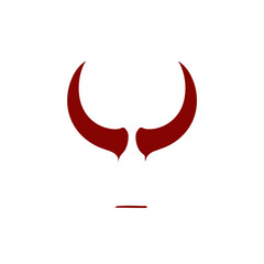 Minimal red devil horns symbol on white background representing mischief halloween and dark gothic style