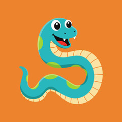 Cute cartoon snake character vector illustration
