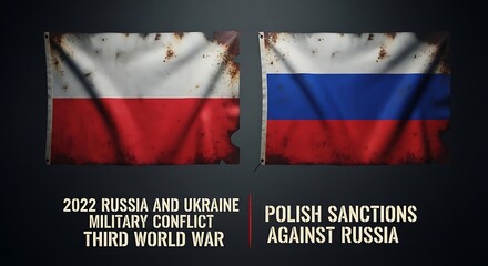 Poland and Russia Flags - Polish Sanctions Against Russia Amidst Military Conflict.