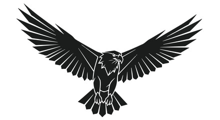 Obraz premium Majestic eagle with outstretched wings in a powerful silhouette against a white background