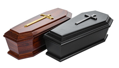  Classic Coffin with Cross Bundle – Two Gothic Variations Isolated on Transparent Background