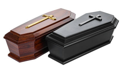  Classic Coffin with Cross Bundle – Two Gothic Variations Isolated on Transparent Background