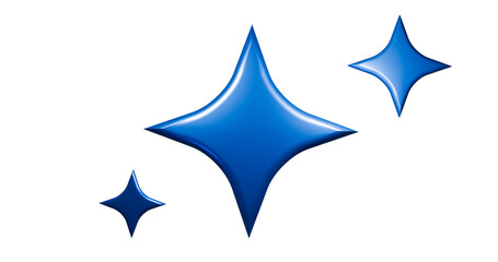 Blue metallic shining clean stars in a transparent background