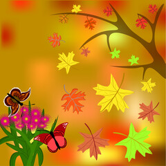 autumn background with maple leaves