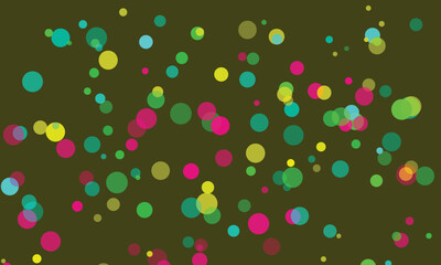Colorful Circles Abstract Art Design on Olive Green Background Image