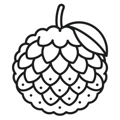Lichi fruit outline vector icon