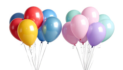 Colorful Balloon Bunch Bundle – Two Party Variations Isolated on Transparent Background