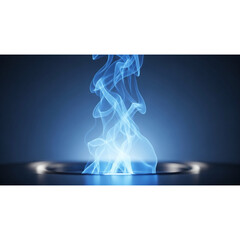 Abstract Blue Fire Flame With Smoke And Light On Dark Background