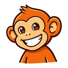 Cute smiling monkey cartoon face logo mascot