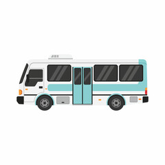 Small city bus vector illustration isolated on white background.