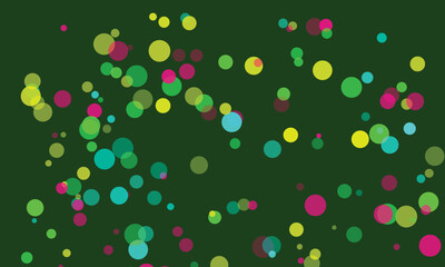 Minimalist abstract background with green and blue circles on dark backdrop