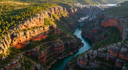 Aerial View of the Impressive Canyon with River in Turkey.