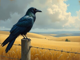 raven on a fence