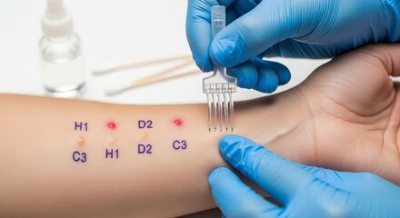 Allergy Testing Procedure Performed on Patient Arm