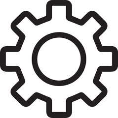 a simple gear icon, monochrome, white background, line art style, vector illustration, minimalism, simple design