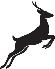 Silhouette of a leaping deer with antlers on a white background jumping animal also transparent background