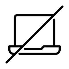 Outline icon showing a crossed laptop, representing electronic device restriction area.