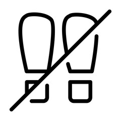 Outline icon showing a crossed shoe, representing footwear restriction in certain areas.