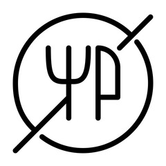 Outline icon showing a crossed fork and spoon, indicating eating restriction zone.