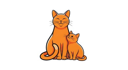 Obraz premium Adorable Orange Cats - Mother and Kitten in a Loving Embrace.
