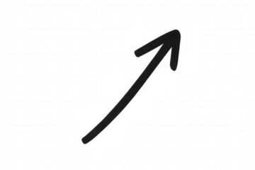 Sketch arrow moving up and right, symbolic of rise, increase, and development on a transparent background