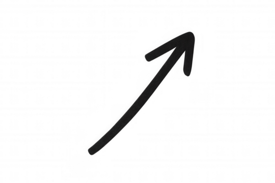 Sketch arrow moving up and right, symbolic of rise, increase, and development on a transparent background