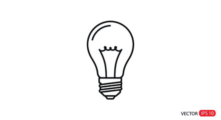 Simple Outline Drawing of a Classic Incandescent Light Bulb.