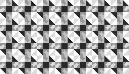 Seamless geometric abstract pattern in black, gray, and white tones