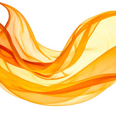 Flowing, translucent orange fabric against a black background, capturing light and movement