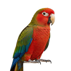 Fototapeta premium Redfronted parrot isolated on transparent background, a colorful and exotic bird