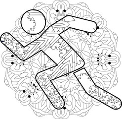 Athletics decorative icon on mandala. Olympic sport
