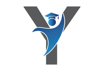 Graduation flat Icon human with latter Y design concept