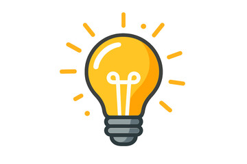 Bright glowing light bulb icon for idea innovation energy and solution