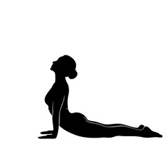 Silhouette of a Woman in Upward-Facing Dog Yoga Pose