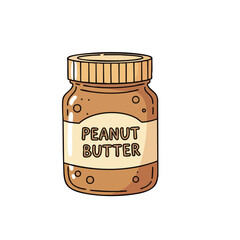 Cartoon Peanut Butter Jar with Label and Detailed Lid Design