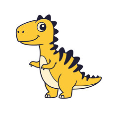 Fototapeta premium Cartoonish Yellow Dinosaur with Dark Blue Spikes and a Friendly Expression