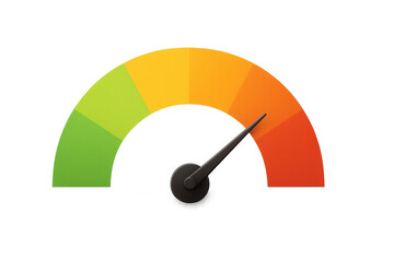 Performance gauge showing high satisfaction or risk level, rating, score, and indicator on a transparent background