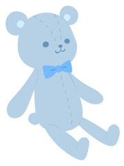 水色の可愛いテディベアのぬいぐるみのイラスト