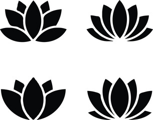 Obraz premium Clean black and white vector illustration of lotus icons like 2.eps