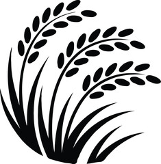 Clean black and white vector illustration of paddy icons like 1.eps