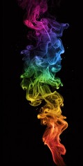 Colorful smoke abstract against black background vertical composition concept art