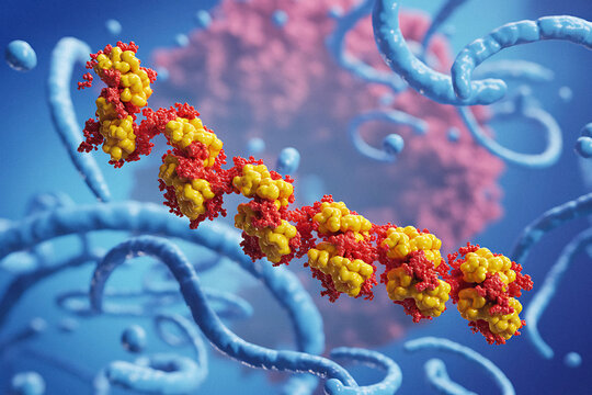 Animated Molecular Structure Showing Complex Proteins and DNA Helix