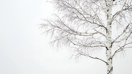 Fototapeta premium Birch tree with frosty branches view high resolution picture