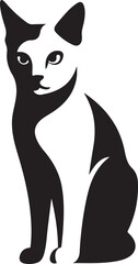 Graphic sitting cat with black and white contrast, Modern feline art illustration