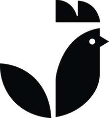 Abstract black bird icon with a geometric crown. Simple vector animal symbol for branding, emblem, or modern design projects a348.eps