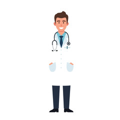 Fototapeta premium Smiling Doctor with Stethoscope, Ready to Provide Medical Care