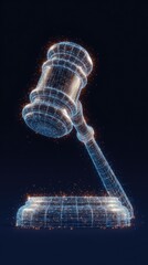 Digital render of a gavel on stand legal concept visualization
