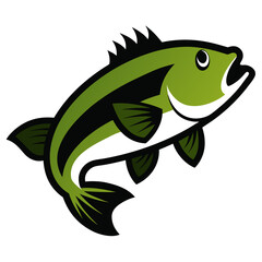 Largemouth bass fish detailed freshwater catch vector illustration
