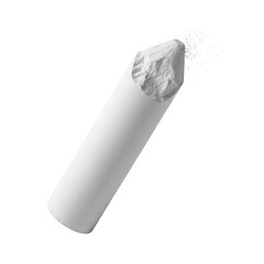 White chalk isolated on transparent background for writing on blackboard or drawing