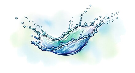 Dynamic water splash with intricate details isolated on white background, showcasing the beauty and fluidity of liquid in a refreshing and vibrant display